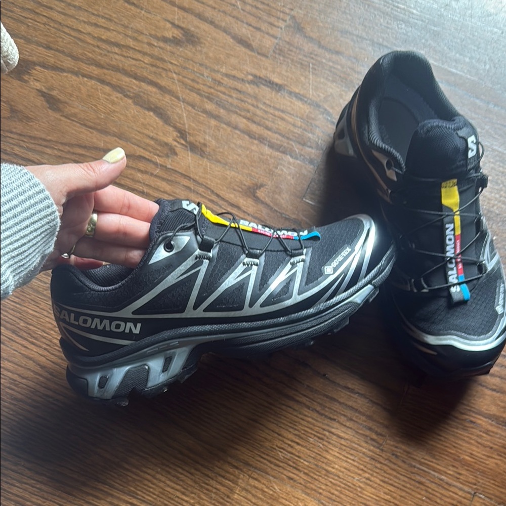 Salomon Black and Silver Trail Shoes